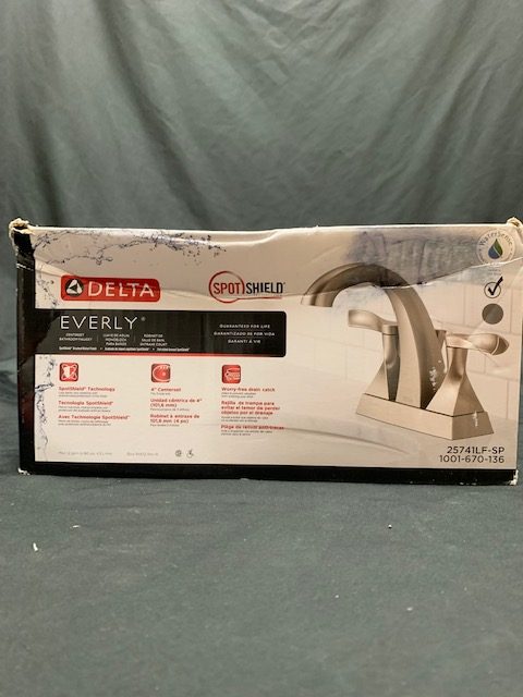 Delta 25741LF-SP Everly 4" Centerset Bathroom Faucet Spot Shield Brushed Nickel