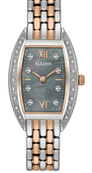 Bulova 98R232 Two-Tone Black Mother-of-Pearl Dial Ladies Quartz Watch