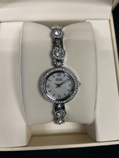 Badgley Mischka BA/1397MPSV Women's 23mm Silver Tone Crystal Accent Watch