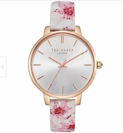 Ted Baker TE50272014 Rose Tone Gold Watch with Pink Floral Color Leather Band
