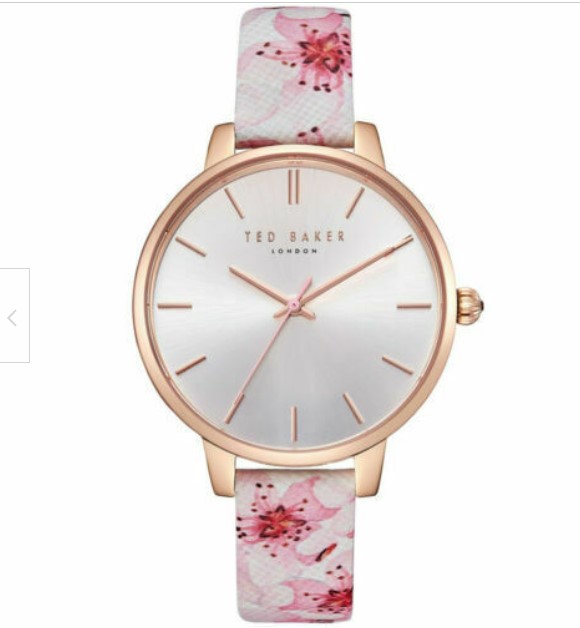 Ted Baker TE50272014 Rose Tone Gold Watch with Pink Floral Color Leather Band