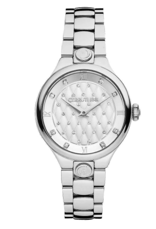 Cerruti Ladies CRM28504 Accesa Classic Crystal Accented Stainless Steel Watch